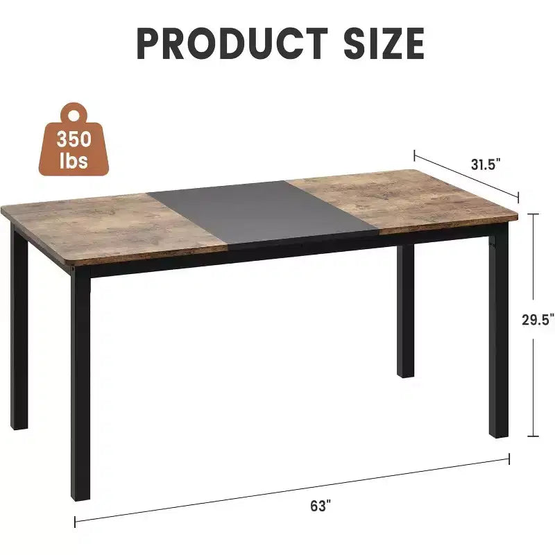 Acekool Bureau d'ordinateur moderne, Table de bureau de 160 cm, Grand bureau d'écriture avec cadre métallique, Bureau d'étude pour le travail à domicile
