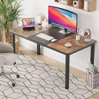 Acekool Bureau d'ordinateur moderne, Table de bureau de 160 cm, Grand bureau d'écriture avec cadre métallique, Bureau d'étude pour le travail à domicile