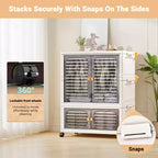 Boîtes de rangement avec couvercles, boîtes de rangement pliantes avec portes et roulettes, bacs de rangement pliables et empilables, lot de 3 organiseurs de placard pour la maison