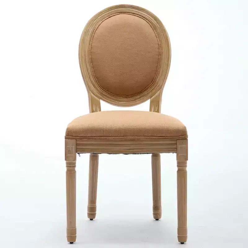CLIHOME Lot de 2 Chaises de Salle à Manger à Dossier en Tissu de Lin avec Cadre en Bois Massif Style Français Peinture Antique