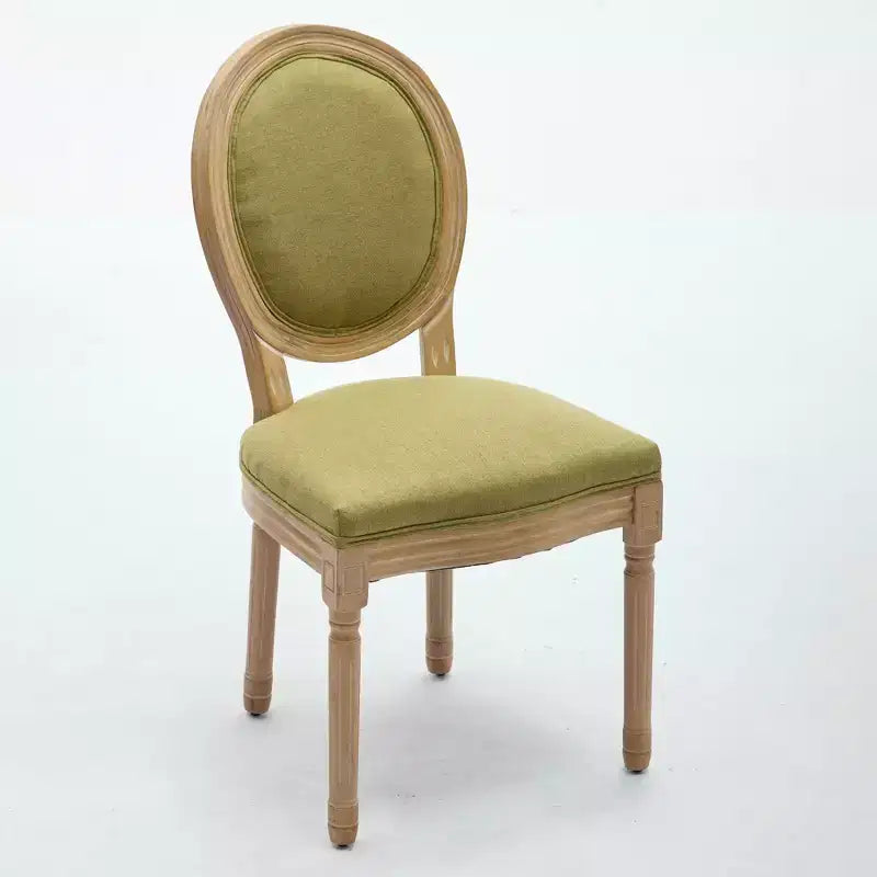CLIHOME Lot de 2 Chaises de Salle à Manger à Dossier en Tissu de Lin avec Cadre en Bois Massif Style Français Peinture Antique