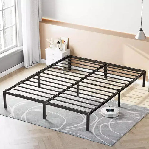 Alvantor Heavy Duty Metal Bed Frame with Steel Slat Support  No Box Spring Needed, 12 Underbed Storage, Quick Assembly, 300 lb Capacity (Queen)