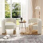 Fauteuil d'appoint moderne rembourré GustoWave avec cadre en bois massif, fauteuil rond en chenille de style Mid-Century avec dossier incurvé