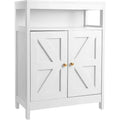 Bathroom Floor Cabinet with Double Doors, Adjustable Shelves, Compact Storage Unit Measuring 34.84 D x 14.17 W x 7.87 H, Space-Saving, White