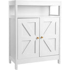 Bathroom Floor Cabinet with Double Doors, Adjustable Shelves, Compact Storage Unit Measuring 34.84 D x 14.17 W x 7.87 H, Space-Saving, White