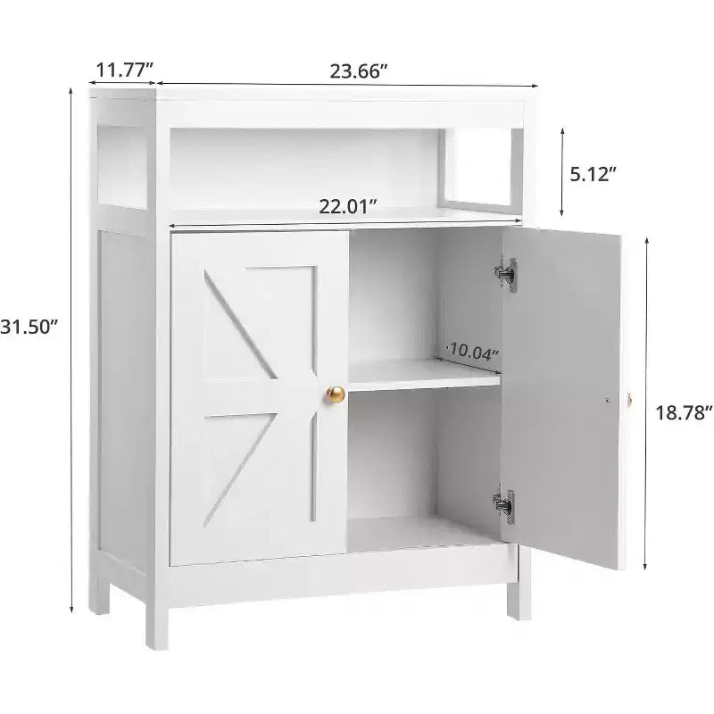 Meuble de Rangement Salle de Bain avec Double Portes, Étagères Réglables, Unité de Rangement Compacte Mesurant 34.84 P x 14.17 L x 7.87 H, Gain de Place, Blanc