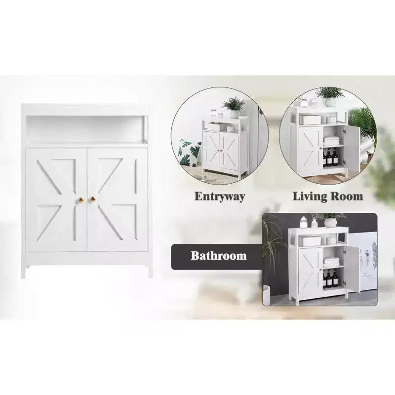 Meuble de Rangement Salle de Bain avec Double Portes, Étagères Réglables, Unité de Rangement Compacte Mesurant 34.84 P x 14.17 L x 7.87 H, Gain de Place, Blanc