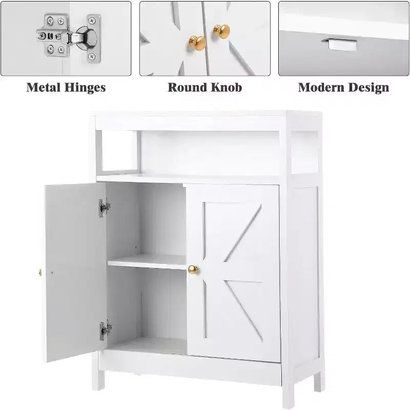 Meuble de Rangement Salle de Bain avec Double Portes, Étagères Réglables, Unité de Rangement Compacte Mesurant 34.84 P x 14.17 L x 7.87 H, Gain de Place, Blanc