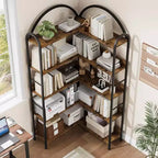 Hush Sun Bibliothèque d'angle réversible à 5 niveaux – Étagère industrielle de 174 cm, 22,7 kg/étagère pour bureau à domicile