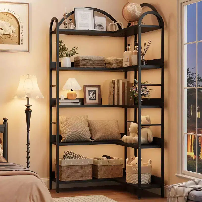 Hush Sun Bibliothèque d'angle réversible à 5 niveaux – Étagère industrielle de 174 cm, 22,7 kg/étagère pour bureau à domicile