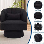 Fauteuil d'appoint pivotant moderne avec dossier rayé et coussin moelleux - Chaise longue ronde rembourrée