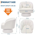 Fauteuil d'appoint pivotant moderne avec dossier rayé et coussin moelleux - Chaise longue ronde rembourrée