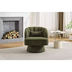 Fauteuil d'appoint pivotant moderne avec dossier rayé et coussin moelleux - Chaise longue ronde rembourrée