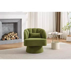Fauteuil d'appoint pivotant moderne avec dossier rayé et coussin moelleux - Chaise longue ronde rembourrée