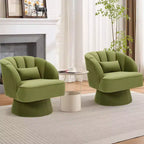 Fauteuil d'appoint pivotant moderne avec dossier rayé et coussin moelleux - Chaise longue ronde rembourrée