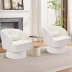 Fauteuil d'appoint pivotant moderne avec dossier rayé et coussin moelleux - Chaise longue ronde rembourrée