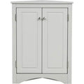 Triangular Corner Cabinet with Adjustable Shelves and Doors, Space-Saving Wooden Storage Unit for Bathroom, Kitchen, Living Room, Grey