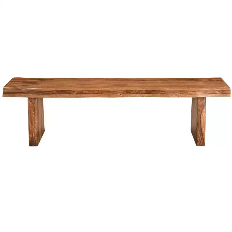 HomeRoots Banc de salle à manger à bord naturel 68 po en bois massif marron