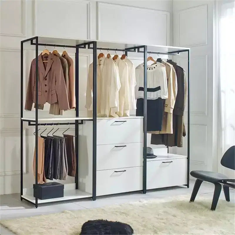 Système de placard HomeStock 77,7 po (H) x 31,5 po (l) en bois composite blanc pour rangement universel avec bacs de rangement