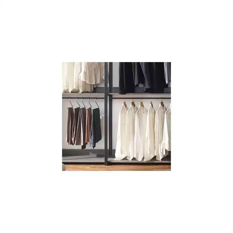 Système de placard HomeStock 77,7 po (H) x 143 po (L) en bois composite noir pour rangement universel avec bacs de rangement