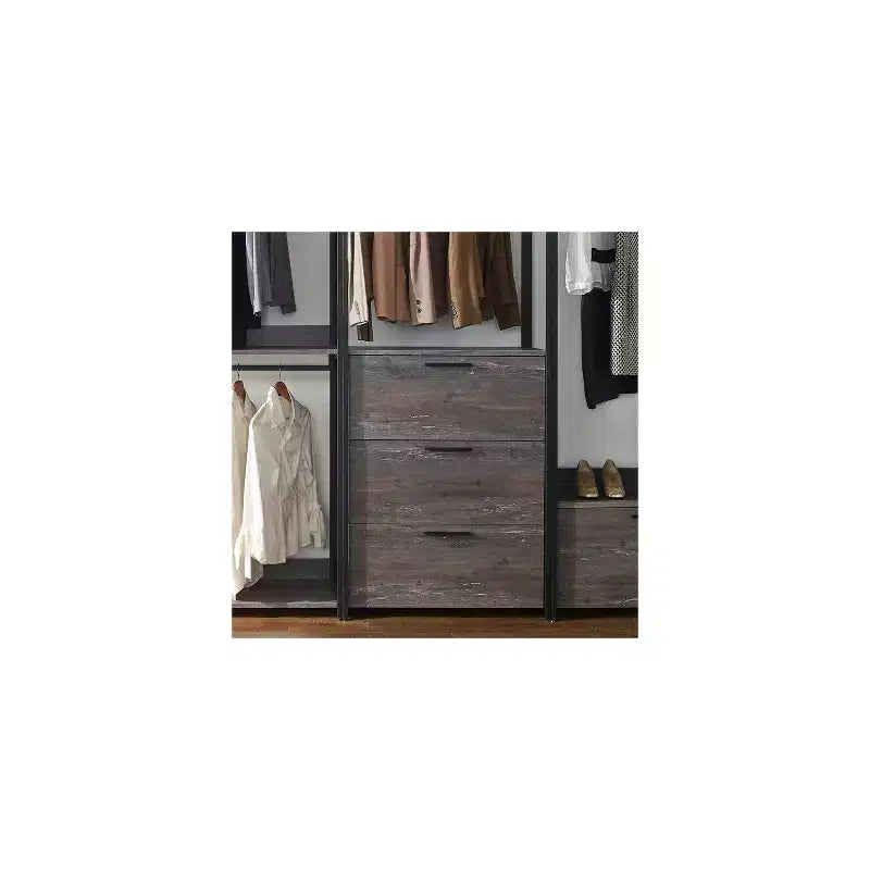 Système de placard HomeStock 77,7 po (H) x 143 po (L) en bois composite noir pour rangement universel avec bacs de rangement