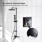 Niche de douche en acier inoxydable au design rectangulaire encastré, installation sans carrelage requise, rangement mural pour salle de bain