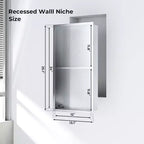 Niche de douche en acier inoxydable au design rectangulaire encastré, installation sans carrelage requise, rangement mural pour salle de bain