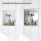 Niche de douche en acier inoxydable au design rectangulaire encastré, installation sans carrelage requise, rangement mural pour salle de bain