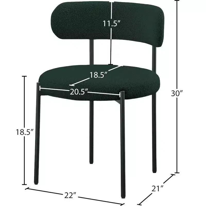 Meridian Furniture, Chaises de salle à manger en tissu bouclé vert Beacon, Lot de 2