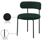 Meridian Furniture, Chaises de salle à manger en tissu bouclé vert Beacon, Lot de 2