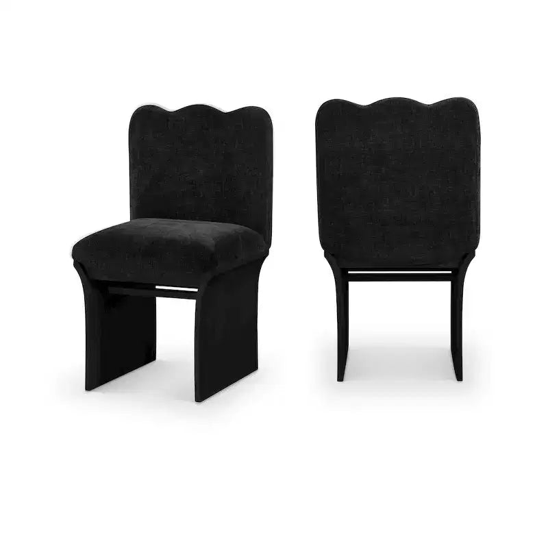 Meridina Furniture, Chaise de salle à manger tapissée en tissu chenille noir Shaw