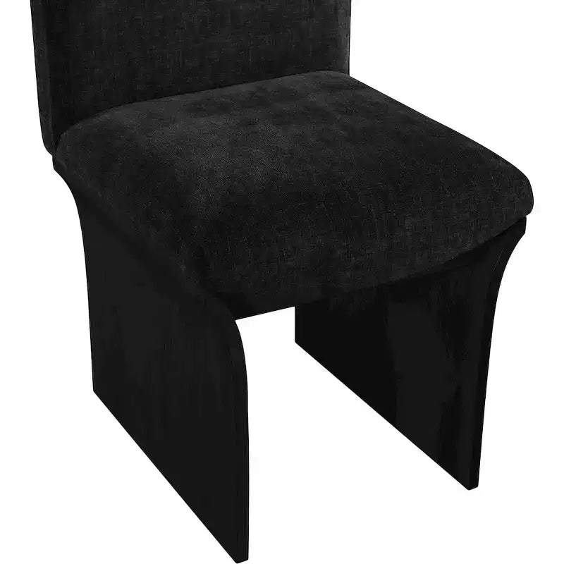 Meridina Furniture, Chaise de salle à manger tapissée en tissu chenille noir Shaw