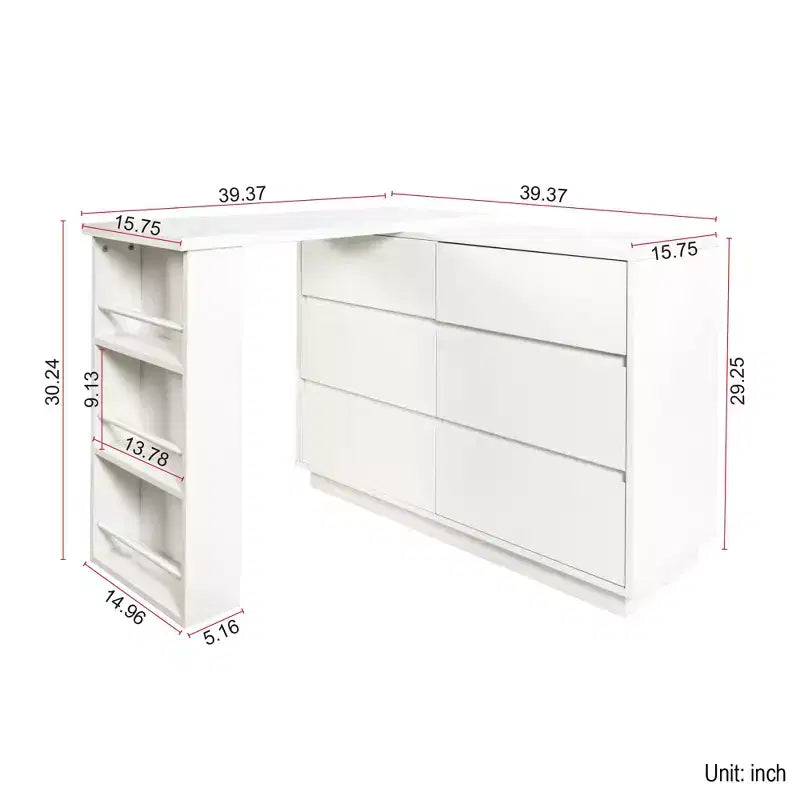 Bureau d'angle moderne en bois en forme de L Adela avec tiroirs de GDFStudio