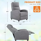 Fauteuil inclinable de massage Bestier pour adultes, siège de cinéma maison réglable avec support lombaire pour salon, canapé inclinable moderne en cuir et tissu