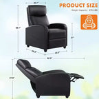 Fauteuil inclinable de massage Bestier pour adultes, siège de cinéma maison réglable avec support lombaire pour salon, canapé inclinable moderne en cuir et tissu
