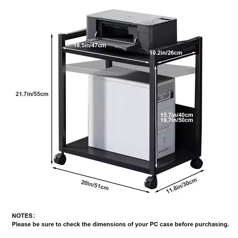 Support de tour PC à 3 niveaux, support de tour d'ordinateur réglable en hauteur avec roulettes, support de CPU en métal pour bureau, maison, salle de classe