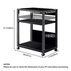 Support de tour PC à 3 niveaux, support de tour d'ordinateur réglable en hauteur avec roulettes, support de CPU en métal pour bureau, maison, salle de classe