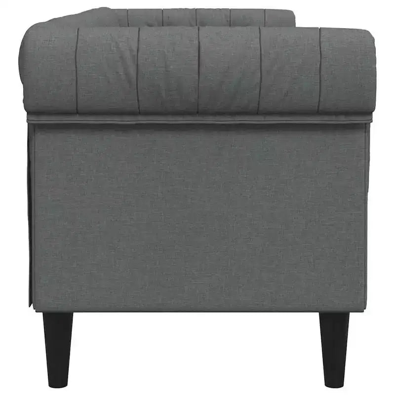vidaXL Canapé Chesterfield 3 places - Canapé/causeuse en tissu gris foncé avec cadre en bois robuste pour salon/bureau