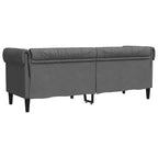 vidaXL Canapé Chesterfield 3 places - Canapé/causeuse en tissu gris foncé avec cadre en bois robuste pour salon/bureau