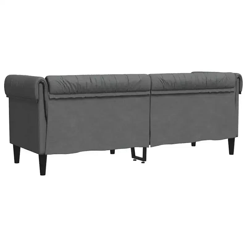 vidaXL Canapé Chesterfield 3 places - Canapé/causeuse en tissu gris foncé avec cadre en bois robuste pour salon/bureau