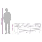 vidaXL Canapé Chesterfield 3 places - Canapé/causeuse en tissu gris foncé avec cadre en bois robuste pour salon/bureau