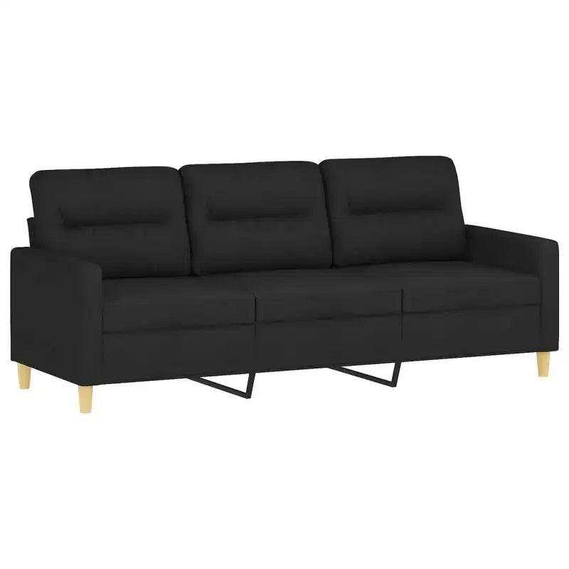 vidaXL Ensemble de canapés 3 pièces avec coussins - Salon de jardin confortable en tissu noir - Utilisation intérieure/extérieure - Facile à nettoyer et à assembler