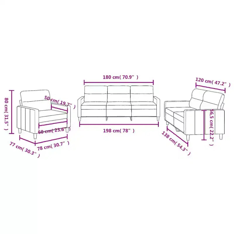 vidaXL Ensemble de canapés 3 pièces avec coussins - Salon de jardin confortable en tissu noir - Utilisation intérieure/extérieure - Facile à nettoyer et à assembler