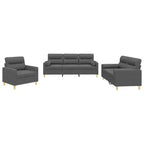vidaXL Sofa Set Dark Grey Fabric (100% polyester), metal, plywood, textilene