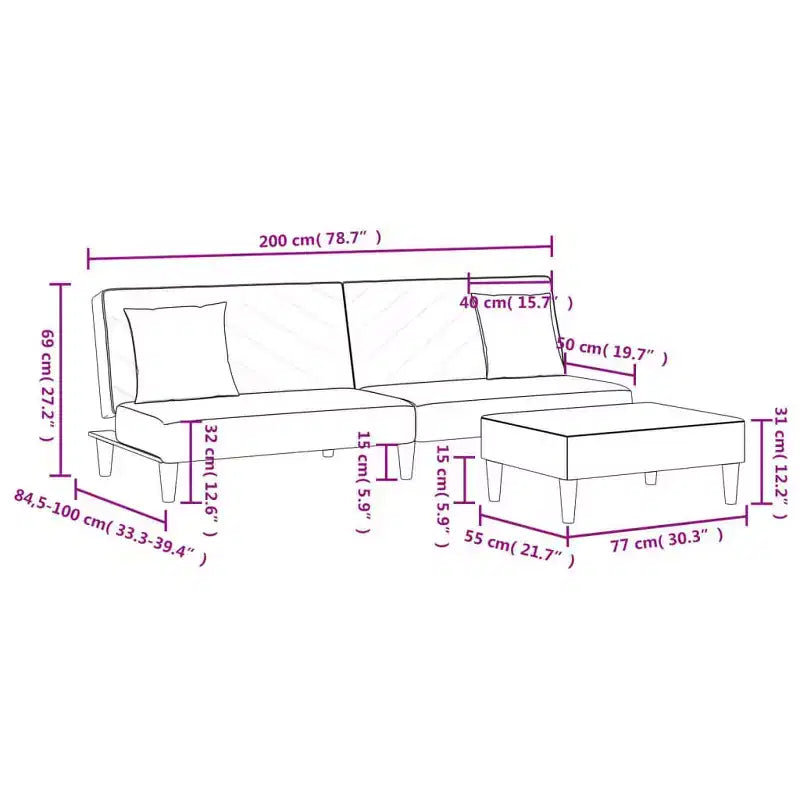 vidaXL Ensemble de canapés Velours gris foncé (100 % polyester), Bois, Plastique Standard