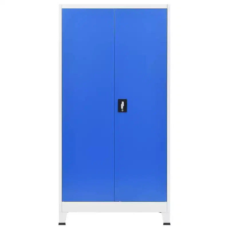 vidaXL Armoire de rangement classeur pour chambre à coucher, en métal gris et bleu - 35,4 x 15,7 x 70,9