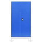 vidaXL Armoire de rangement classeur pour chambre à coucher, en métal gris et bleu - 35,4 x 15,7 x 70,9