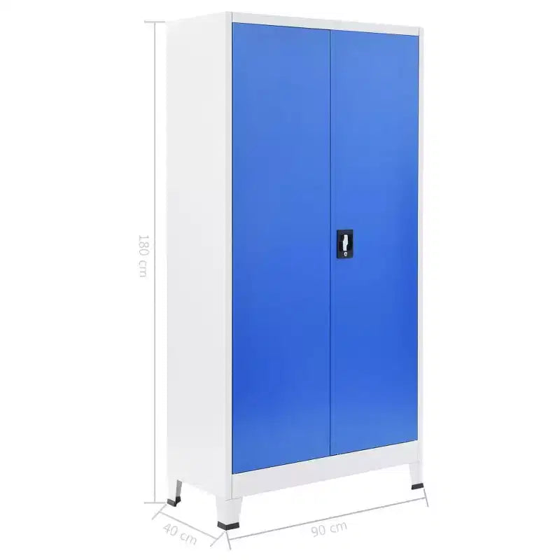 vidaXL Armoire de rangement classeur pour chambre à coucher, en métal gris et bleu - 35,4 x 15,7 x 70,9