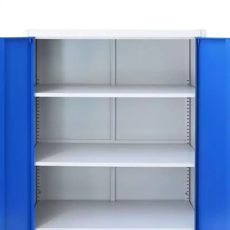 vidaXL Armoire de rangement classeur pour chambre à coucher, en métal gris et bleu - 35,4 x 15,7 x 70,9