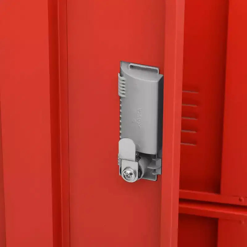 vidaXL Armoire de rangement - Design moderne Acier Organiseur de rangement avec 9 casiers - Convient aux écoles, bureaux et maisons - Gris et Rouge